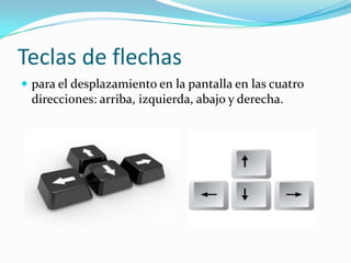Teclas de flechas
 para el desplazamiento en la pantalla en las cuatro
 direcciones: arriba, izquierda, abajo y derecha.
 