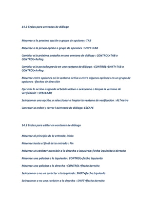 Teclas de atajo en excel | DOCX