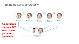 Escala de Coma de Glasgow
A pontuação
máxima ECG
será 11 para
pacientes
intubados.
 