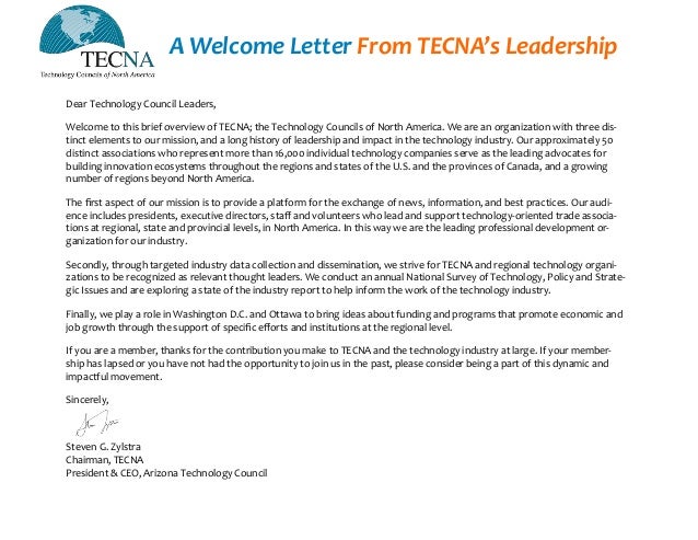 2014 tecna member package welcome letter from ceo