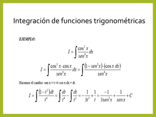 Integración de funciones trigonométricas

 