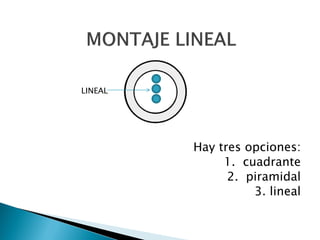 Hay tres opciones:
1. cuadrante
2. piramidal
3. lineal
LINEAL
 