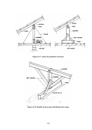 116
Figura 6.17- Apoio dos pontaletes em berços
Figura 6.18- Detalhe do berço para distribuição das cargas
 