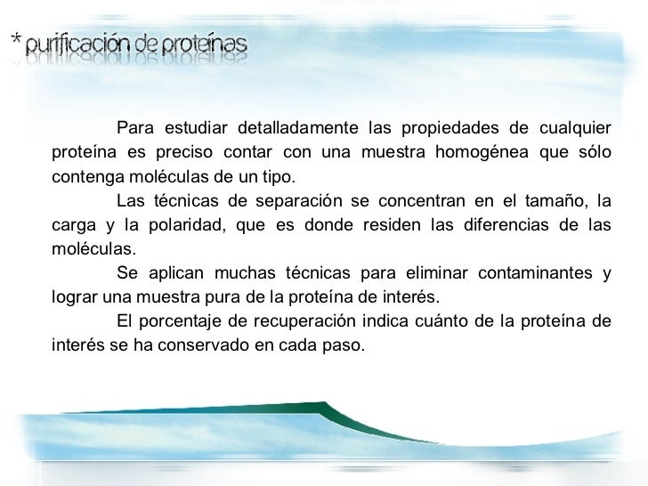 Tecnicas De Purificacion Y Caracterizacion De Proteinas
