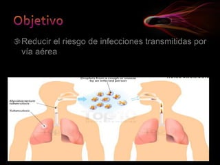 Reducir el riesgo de infecciones transmitidas por
vía aérea
 