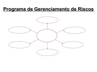 Segurança
Treinamento Produção
Direção
Manutenção Administração
Operação
Programa de Gerenciamento de Riscos
Programa de Gerenciamento de Riscos
 