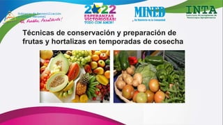 Técnicas de conservación y preparación de
frutas y hortalizas en temporadas de cosecha
 
