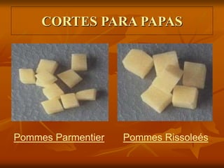 CORTES PARA PAPAS
Pommes Parmentier Pommes Rissoleés
 