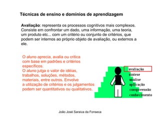Tecnicas de Ensino  e Dominios de Aprendizagem