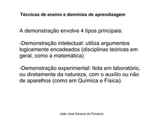 Tecnicas de Ensino  e Dominios de Aprendizagem