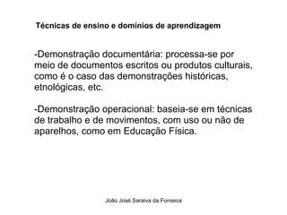 Tecnicas de Ensino  e Dominios de Aprendizagem