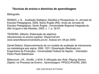 Tecnicas de Ensino  e Dominios de Aprendizagem