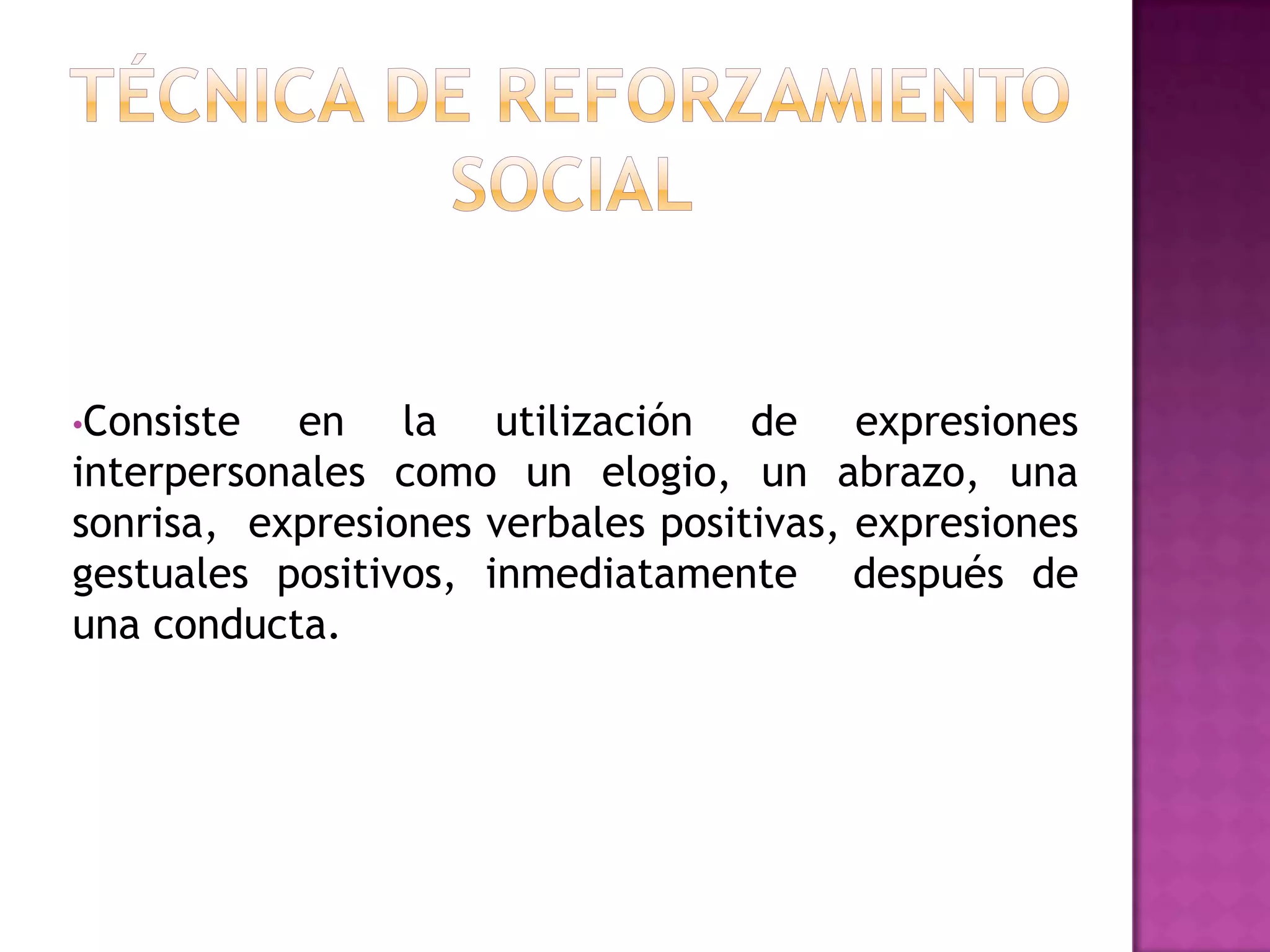 REESTRUCTURACIÓN COGNITIVA  Esta técnica consiste en que el paciente aprenda a cambiar algunos pensamientos negativos  que producen inconvenientes  emocionales 