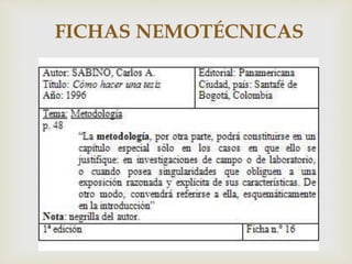 
FICHAS NEMOTÉCNICAS
 