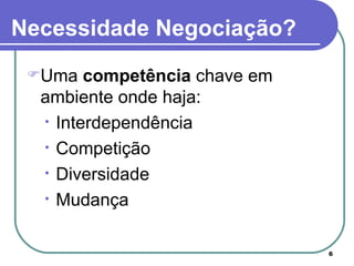 Uma  competência  chave em ambiente onde haja: Interdependência Competição Diversidade Mudança  Necessidade Negociação? 