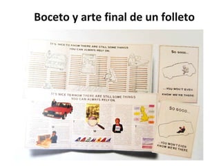 Boceto y arte final de un folleto 
 
