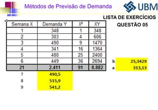 Métodos de Previsão de Demanda 
LISTA DE EXERCÍCIOS 
QUESTÃO 05 
78 
 