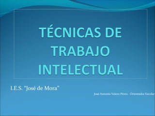 I.E.S. “José de Mora”
José Antonio Valero Pérez. Orientador Escolar
 