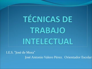 I.E.S. “José de Mora”
José Antonio Valero Pérez. Orientador Escolar
 