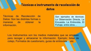 Recabar Datos Tecnicas e instrumentos de recoleccion de datos | PDF