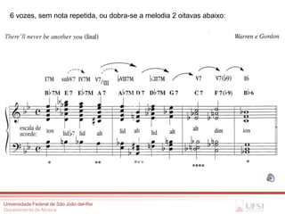 6 vozes, sem nota repetida, ou dobra-se a melodia 2 oitavas abaixo:




Universidade Federal de São João del-Rei
Departamento de Música
 