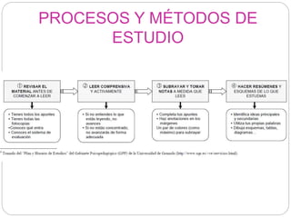 PROCESOS Y MÉTODOS DE
ESTUDIO
 