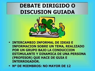 <ul><li>INTERCAMBIO INFORMAL DE IDEAS E INFORMACION SOBRE UN TEMA, REALIZADO POR UN GRUPO BAJO LA CONDUCCION ESTIMULANTE Y...