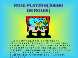 <ul><li>VARIOS INTEGRANTES DE UN GRUPO ASUMEN LA REPRESENTACI Ó N DE ALGUNOS PERSONAJES PARA DISCUTIR O ANALIZAR UN CASO O...