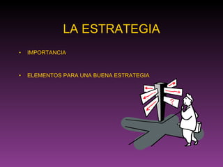 LA ESTRATEGIA IMPORTANCIA ELEMENTOS PARA UNA BUENA ESTRATEGIA 