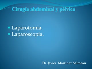  Laparotomía.
Laparoscopia.
Dr. Javier Martínez Salmeán