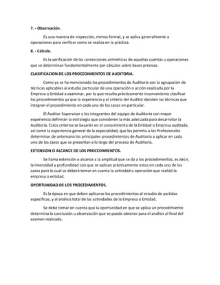 Tecnicas y procedimientos de auditoria | PDF