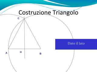 Costruzione Triangolo
    C




                     Dato il lato

A       H
            B
 