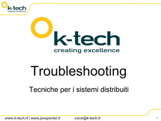 Troubleshooting  Tecniche  per i  sistemi   distribuiti 