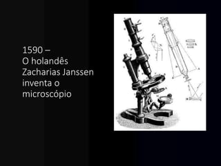 1590 –
O holandês
Zacharias Janssen
inventa o
microscópio.
 