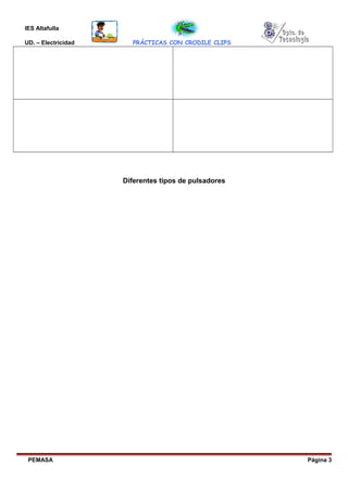 IES Altafulla
UD. – Electricidad PRÁCTICAS CON CRODILE CLIPS
Diferentes tipos de pulsadores
PEMASA Página 3
 