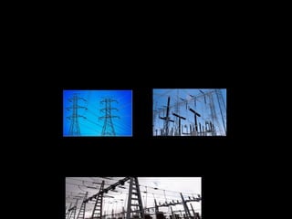 Transporte
• La red de transporte de energía eléctrica es la parte del sistema de suministro eléctrico constituida por los
elementos necesarios para llevar la energía generada en las centrales hidroeléctricas, térmicas, de ciclo
combinado o nucleares a trabes de grandes distancias hasta los puntos de consumo. Para ello, los volúmenes
de energía eléctrica producidos deben ser transformados, elevándose su nivel de tensión. Eso se hace
considerando que para un determinado nivel de potencia a transmitir, al elevar el voltaje se reduce la corriente
que circulara, reduciéndose las perdidas por efecto Joule. Con este fin se emplean subestaciones elevadoras en
que dicha transformaciones efectúa empleando transformadores
De esta manera, una red de transmisión emplea usualmente voltajes del orden de 220 Kv y superiores,
denominados alta tensión. Una línea de transporte de energía eléctrica o línea de alta tensión es
básicamente el medio físico mediante el cual se realiza dicha transmisión de energía eléctrica a grandes
distancias. Esta constituida tanto por el elemento conductor, usualmente cables de cobre o aluminio como
de sus elementos de sustentación, las torres de alta tensión. Como estas son estructuras hechas de perfiles
de acero, entre ambos, como medio de suportación del conductor se emplea aisladores de disco y herrajes.
 