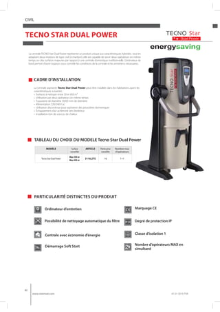 40
www.sistemair.com rif. 01-2016 FRA
CIVIL
TECNO STAR DUAL POWER
energysaving
Marquage CE
Degré de protection IP
Ordinate...