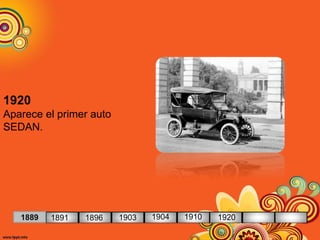1920
Aparece el primer auto
SEDAN.
1889 1891 1896 1903 1904 1910 1920
 