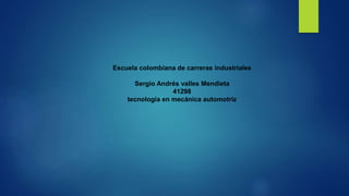 Escuela colombiana de carreras industriales
Sergio Andrés valles Mendieta
41298
tecnología en mecánica automotriz
 