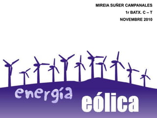 MIREIA SUÑER CAMPANALES
            1r BATX. C – T
         NOVEMBRE 2010
 
