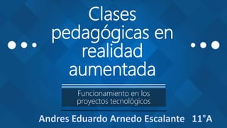 Clases
pedagógicas en
realidad
aumentada
Funcionamiento en los
proyectos tecnológicos
 