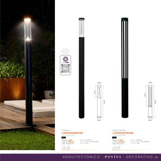 250
*Tecnolite se reserva el derecho de modificar la información sin previo aviso y no se hace responsable por errores u omisiones en este documento. *Lámparas y luminarios no aptos para trabajo de voltaje constante en niveles superiores o inferiores marcados en el producto.
A R Q U I T E C T Ó N I C O · P O S T E S · D E C O R AT I V O
NPI-19
25HLED2501MV30N
2500mm
160mm
1100mm
250mm
NPI-19
30HLED2500MV30N
2500mm
160mm
570mm
250mm
Ve cómo
funciona este
producto
LIGHT-XPERT
Potencia: 30 W
Lumens: 2344 lm
Volts: 100-277 V ~
IP: 65 IRC: 80
Ángulo: 180°
Vida útil: 30 000 h
Tipo de lámpara: LED integrado
Atenuable: No
FORNAX
• 30HLED2500MV30N
Luz suave cálida 3 000 K
Negro
Potencia: 25 W
Lumens: 2120 lm
Volts: 100-277 V ~
IP: 65 IRC: 80
Ángulo: 65°
Vida útil: 30 000 h
Tipo de lámpara: LED integrado
Atenuable: No
HOROLOGIUM
• 25HLED2501MV30N
Luz suave cálida 3 000 K
Negro
 