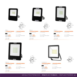 258
*Tecnolite se reserva el derecho de modificar la información sin previo aviso y no se hace responsable por errores u omisiones en este documento. *Lámparas y luminarios no aptos para trabajo de voltaje constante en niveles superiores o inferiores marcados en el producto.
A R Q U I T E C T Ó N I C O · P ROY E C T O R E S · R E F L E C T O R E S
NPI-20
50LQLEDL30MVN
50LQLEDL65MVN
180mm
180mm
30mm
NPI-20
10LQLEDT30MVN
10LQLEDT65MVN
80mm
27mm
100mm
NPI-20
20LQLEDT30MVN
20LQLEDT65MVN
90mm
27mm
115mm
NPI-20
30LQLEDT30MVN
30LQLEDT65MVN
110mm
27mm
150mm
NPI-20
50LQLEDT30MVN
50LQLEDT65MVN
137mm
31mm
182mm
Potencia: 50 W
Lumens: 4750 lm
Volts: 100-240 V ~
IP: 65 IRC: 80
Ángulo: 110°
Vida útil: 30 000 h
Tipo de lámpara: LED integrado
Atenuable: No
CYPERUS IV
• 50LQLEDL30MVN • 50LQLEDL65MVN
Luz suave cálida 3 000 K Luz de día 6 500 K
Negro
Potencia: 10 W
Lumens: 800 lm
Volts: 100-240 V ~
IP: 65 IRC: 80
Ángulo: 120°
Vida útil: 25 000 h
Tipo de lámpara: LED integrado
Atenuable: No
ZIBAL I
• 10LQLEDT30MVN • 10LQLEDT65MVN
Luz suave cálida 3 000 K Luz de día 6 500 K
Negro
Potencia: 20 W
Lumens: 1600 lm
Volts: 100-240 V ~
IP: 65 IRC: 80
Ángulo: 120°
Vida útil: 25 000 h
Tipo de lámpara: LED integrado
Atenuable: No
ZIBAL II
• 20LQLEDT30MVN • 20LQLEDT65MVN
Luz suave cálida 3 000 K Luz de día 6 500 K
Negro
Potencia: 30 W
Lumens: 2700 lm
Volts: 100-240 V ~
IP: 65 IRC: 80
Ángulo: 120°
Vida útil: 25 000 h
Tipo de lámpara: LED integrado
Atenuable: No
ZIBAL III
• 30LQLEDT30MVN • 30LQLEDT65MVN
Luz suave cálida 3 000 K Luz de día 6 500 K
Negro
Potencia: 50 W
Lumens: 4500 lm
Volts: 100-240 V ~
IP: 65 IRC: 80
Ángulo: 120°
Vida útil: 25 000 h
Tipo de lámpara: LED integrado
Atenuable: No
ZIBAL IV
• 50LQLEDT30MVN • 50LQLEDT65MVN
Luz suave cálida 3 000 K Luz de día 6 500 K
Negro
 