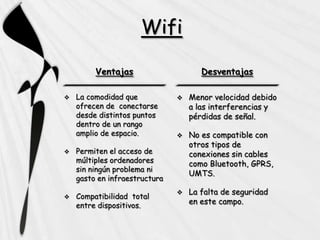 Mecanismo de conexión de dispositivos electrónicos que pueden conectarse a Internet a través de un punto de acceso de red inalámbrica, tiene un alcance de 20 metros en interiores y al aire libre una distancia mayor. 