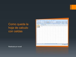Como queda la
hoja de calculo
con celdas




Realizada por excell
 