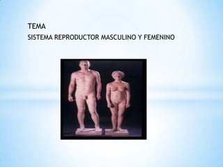 TEMA
SISTEMA REPRODUCTOR MASCULINO Y FEMENINO
 