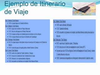 Ejemplo de Itinerario
de Viaje
 