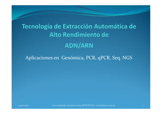 Aplicaciones en Genómica, PCR, qPCR, Seq. NGS
19/01/2017 www.eduardo-terranova.com; BIOCER SA; www.biocer.com.uy 1
 