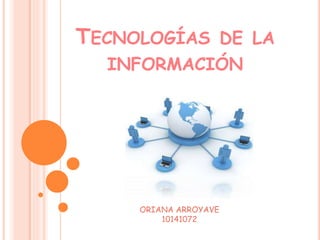 TECNOLOGÍAS DE LA
INFORMACIÓN
ORIANA ARROYAVE
10141072
 