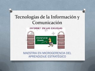 Tecnologías de la Información y
Comunicación
MAESTRIA EN MICROGERENCIA DEL
APRENDIZAJE ESTRATÉGICO
 